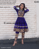 New bridal fashion afghan kuchi dress with embroidery work in dark blue color
