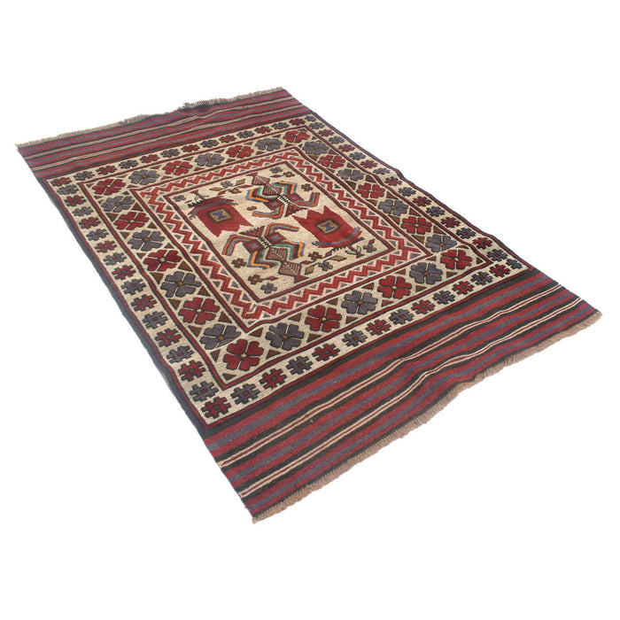 handwoven wool rug, Pashtun artisans, 