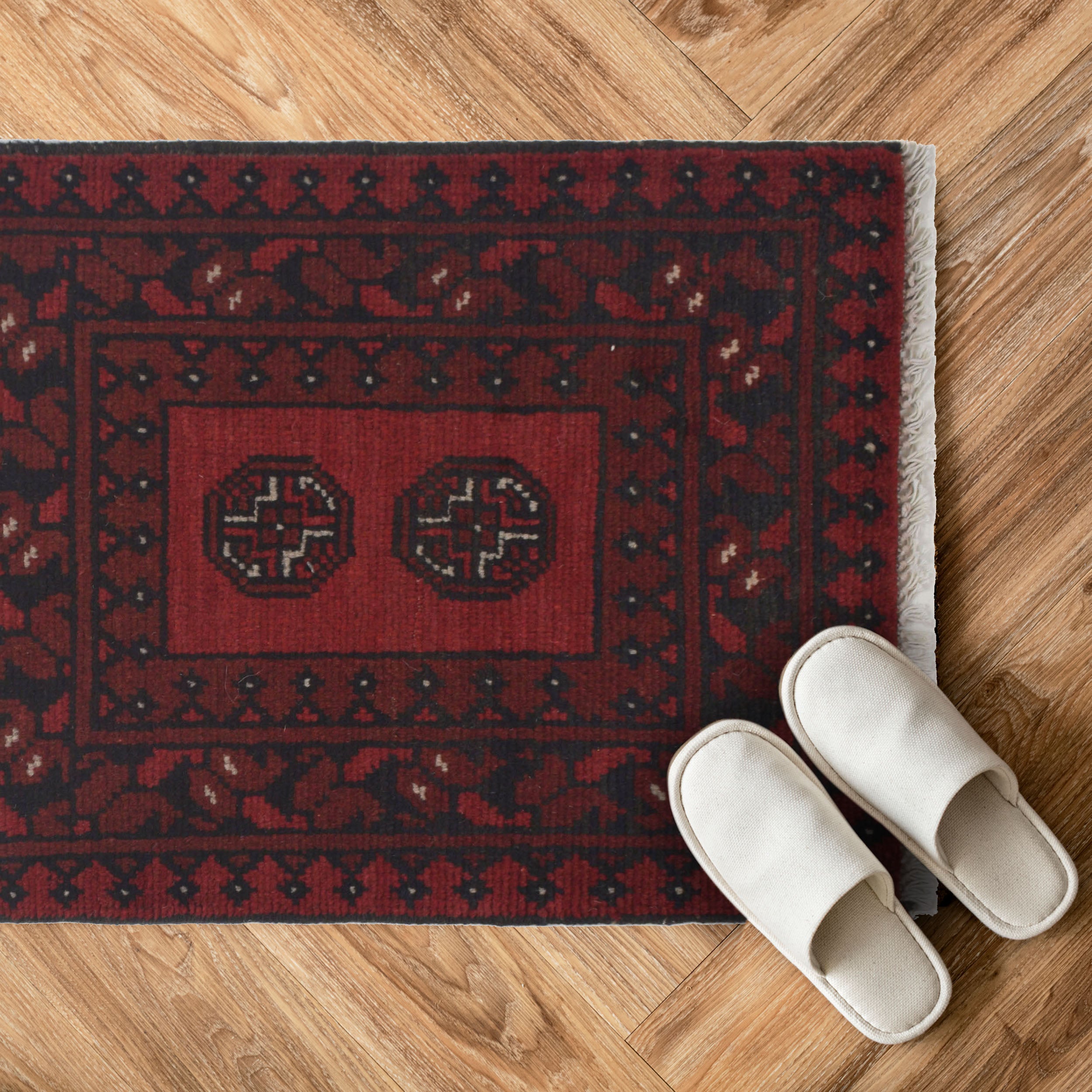 Afghan Handmade Wool Floor Mat 2.1x1.6 ft