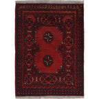 Afghan Wool Tribal Mini Rug 2.2x1.7 ft