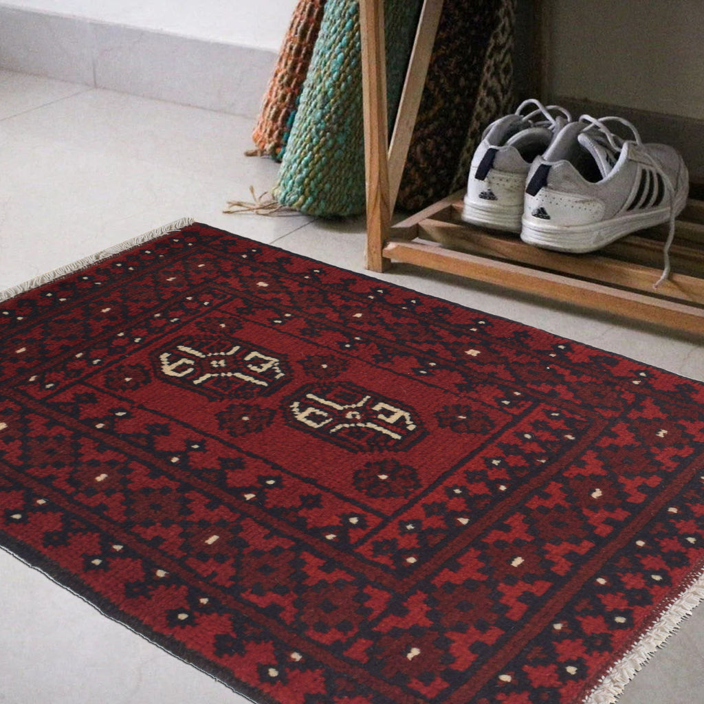 Tribal Handwoven Wool Welcome Mat 2.1x1.5 ft