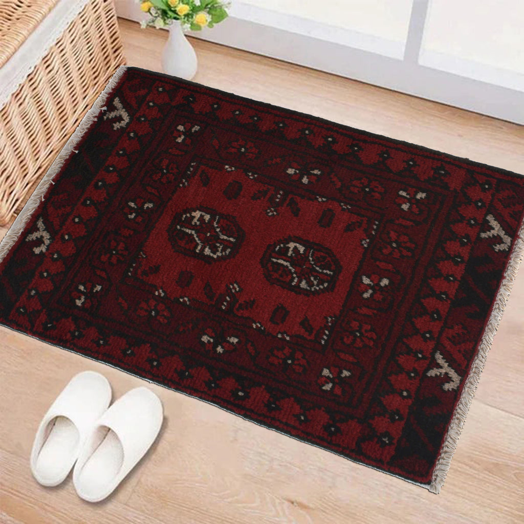 Wool Entry Rug Afghan Wool Mini Entry Rug | Handmade Tribal Mat – saneens.com