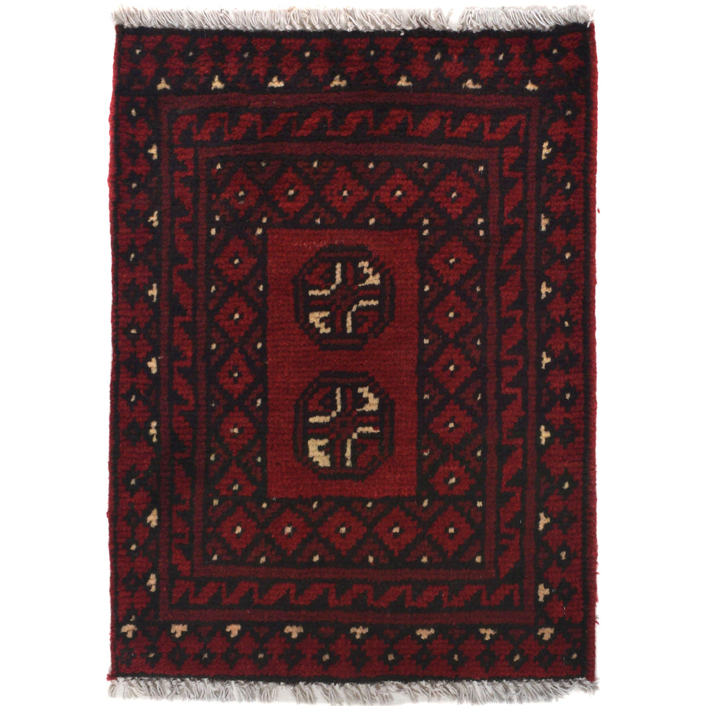 Afghan Handmade Wool Threshold Rug 2.1x1.5 ft