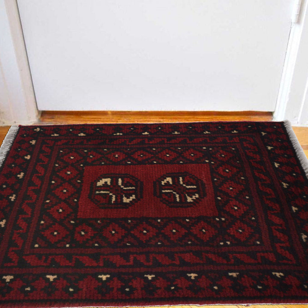 Afghan Handmade Wool Threshold Rug 2.1x1.5 ft