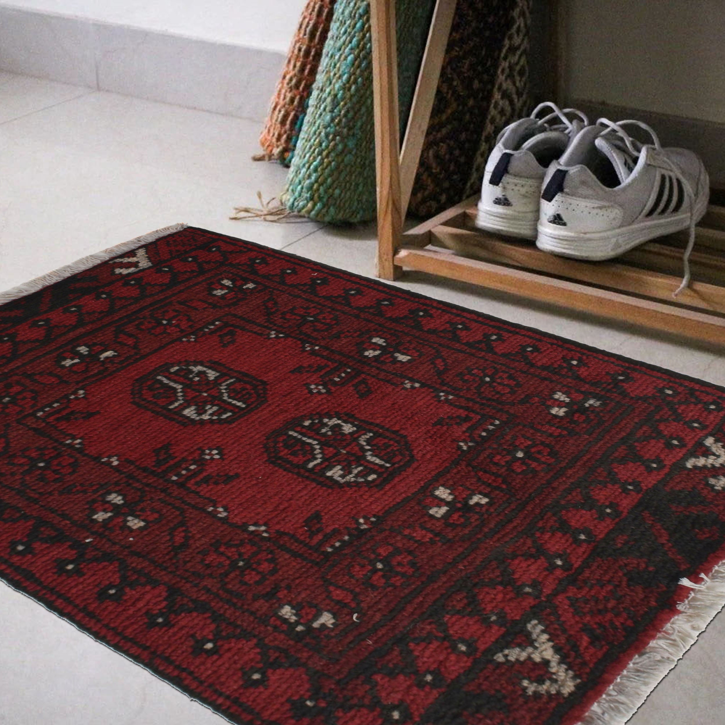 Nomadic Afghan Woven Entry Rug 2x1.6 ft