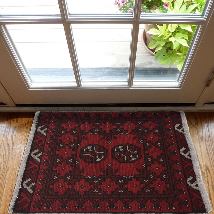 Mini Afghan Handwoven Entry Rug 2.1x1.5 ft