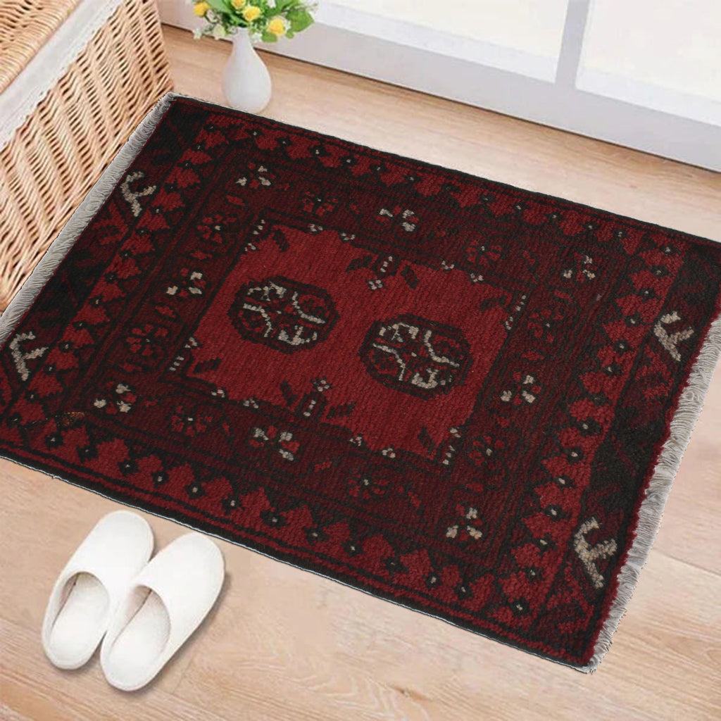 Cozy Afghan Tribal Entry Rug 2.1x1.5 ft