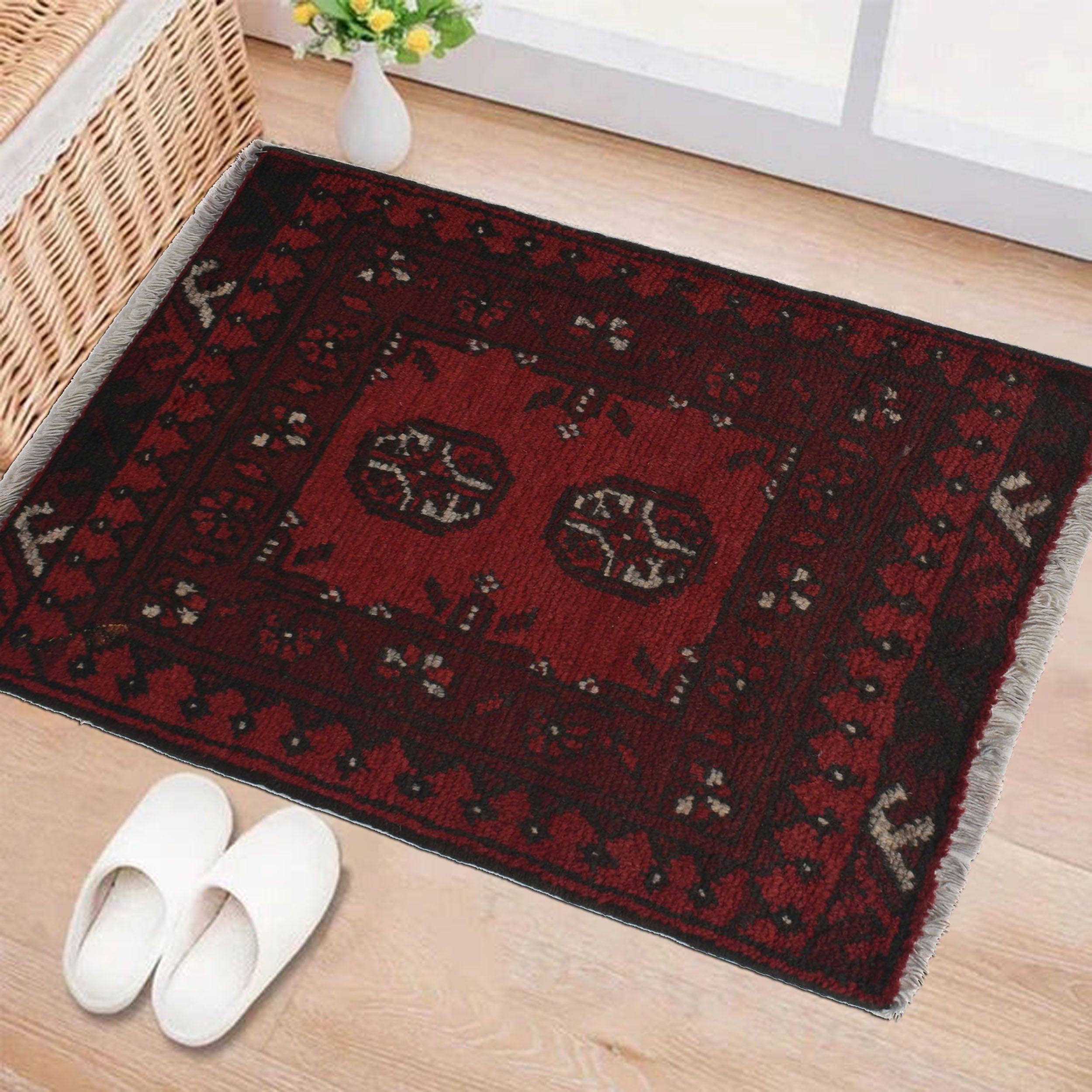 Cozy Afghan Tribal Entry Rug 2.1x1.5 ft